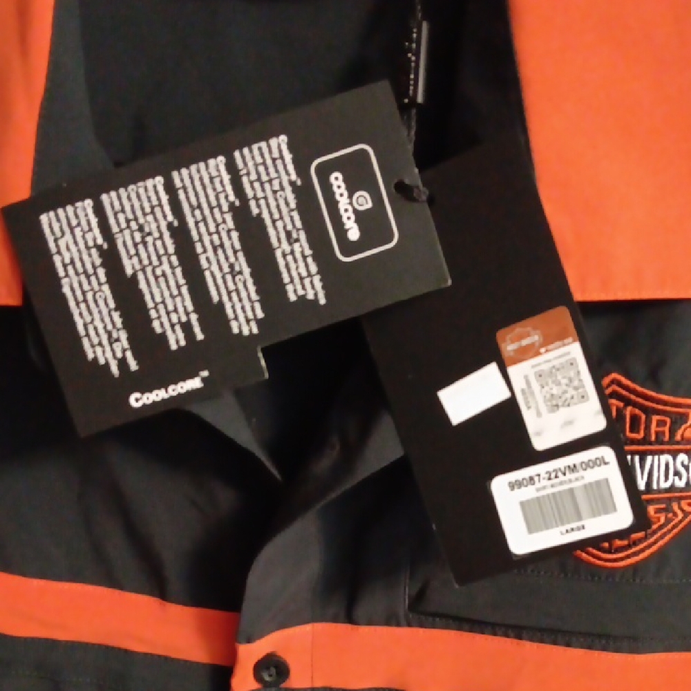 Harley-Davidson Men's Black and Orange Casual Shirt - Picture 2 of 7